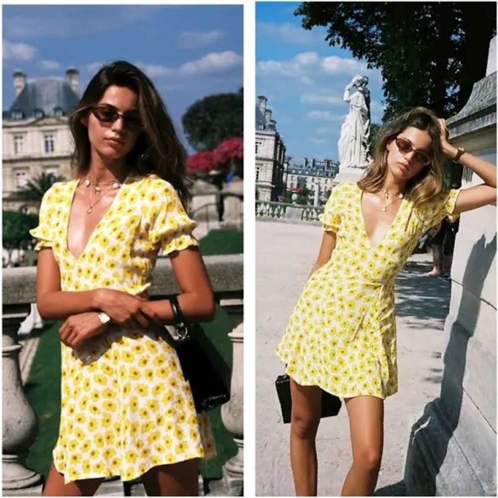 Faithfull the Brand La Belle Mini Dress Floral Constance Print in Marigold